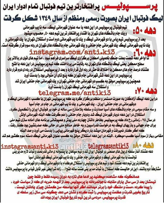 پرسپولیس پرافتخارترین تیم تاریخ بر اساس شواهد