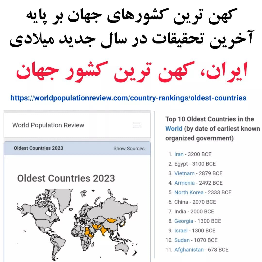 ایران کهن‌ترین کشور جهان ، بر پایه آخرین تحقیقات در سال 2023 میلادی