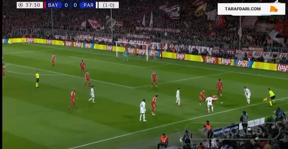 دفع توپ زیبای ماتیاس دلیخت روی اشتباه زومر (بایرن مونیخ 0-0 پاری سن ژرمن)