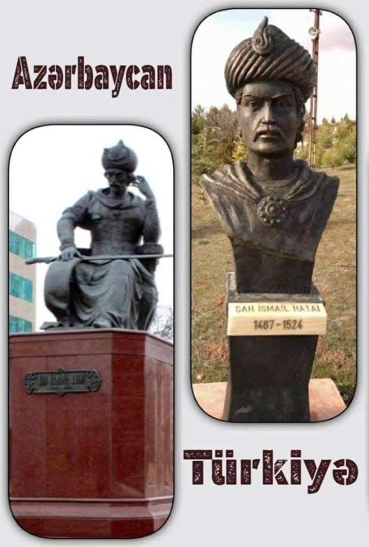 مجسمه شاه اسماعیل صفوی از بزرگترین حکمرانان جهان تورک در دو کشور آذربایجان و ترکیه