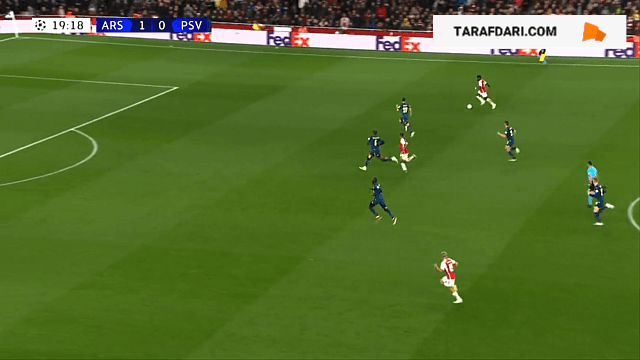 گل لیاندرو تروسار به پی اس وی آیندهوون (آرسنال 2-0 پی اس وی آیندهوون)