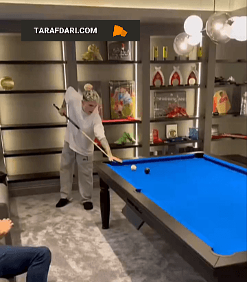 خوشحالی گارناچو به سبک کریستیانو رونالدو، پس از پیروزی در بازی بیلیارد / فیلم