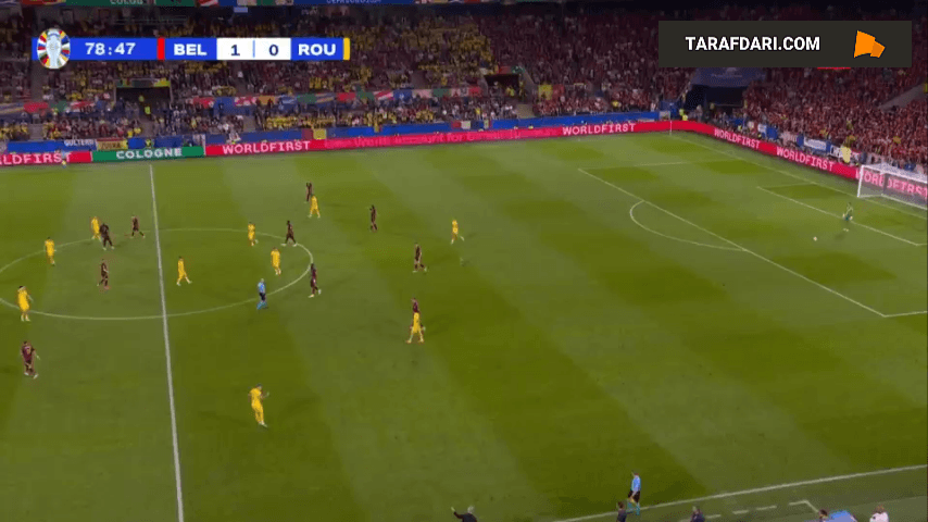 گل کوین دی بروین به رومانی (بلژیک 2-0 رومانی)