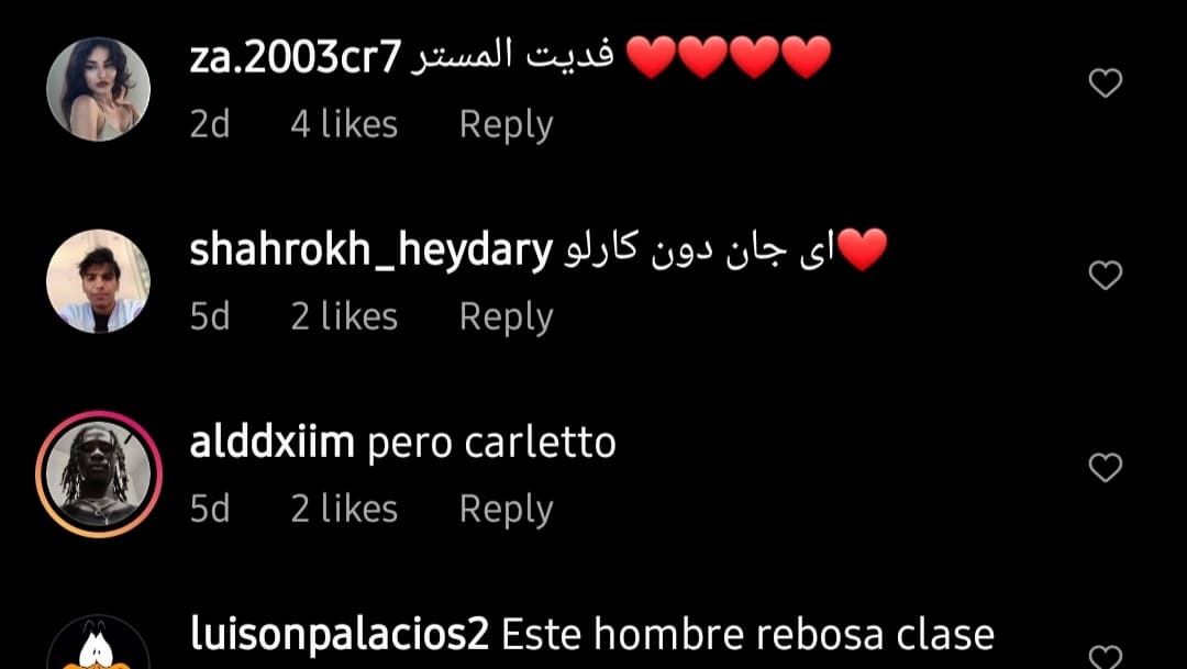 کامنت گذاشتن یه ایرانی تو صفحه اینستاگرام آنجلوتی !