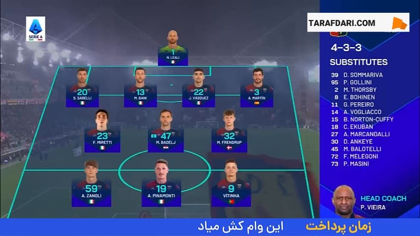 خلاصه بازی جنوا ۱-۲ ناپولی (سری آ - 25-2024)