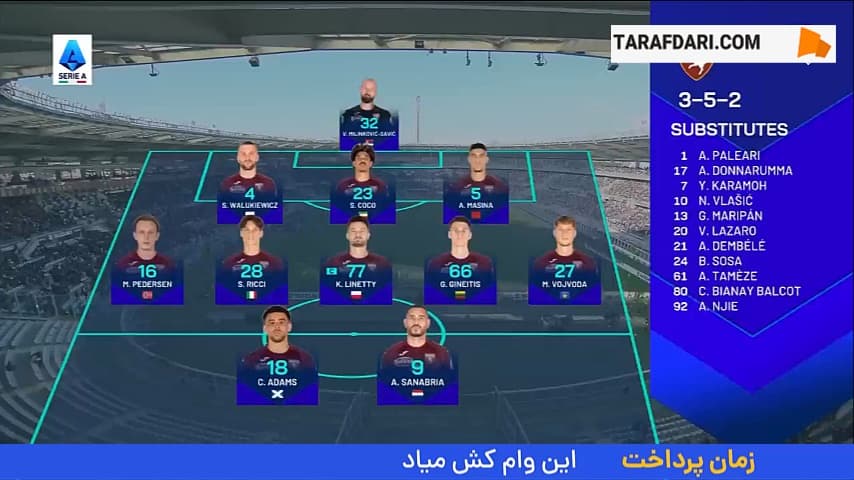 خلاصه بازی تورینو 0-1 ناپولی (سری آ - 25-2024)