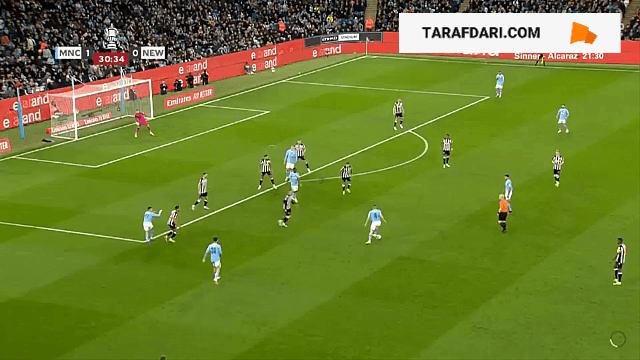 گل دوم برناردو سیلوا به نیوکاسل (منچسترسیتی 2-0 نیوکاسل)