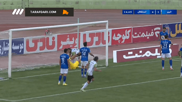 گل مهرداد قنبری به استقلال به صورت مستقیم از نقطه کرنر (خیبر خرم آباد 1-0 استقلال)
