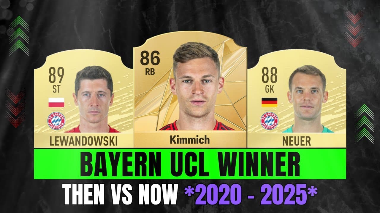 مقایسه ریتینگ بازیکنان بایرن مونیخ قهرمان لیگ قهرمانان 2020 در FIFA 20 و FC 25