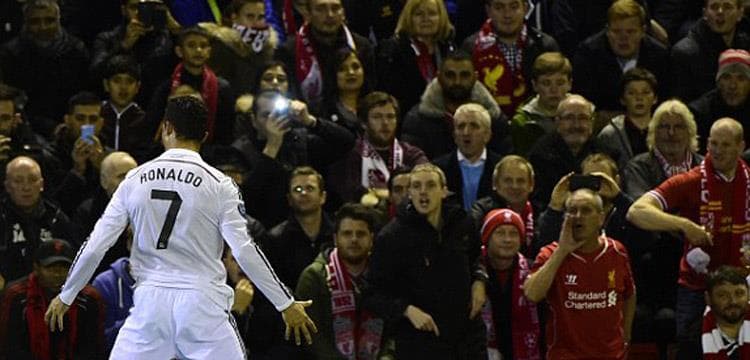 با بریس بنزما و گل دیدنی رونالدو؛ برتری 3-0 رئال مادرید مقابل لیورپول در آنفیلد (2014/10/22)