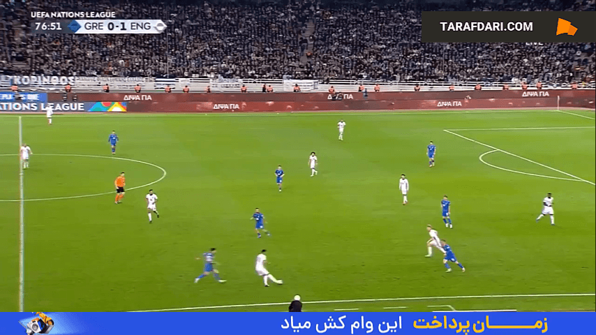 برخورد ضربه جود بلینگام به تیر دروازه یونان و گل به خودی ولاچودیموس مقابل انگلیس (یونان 0-2 انگلیس)