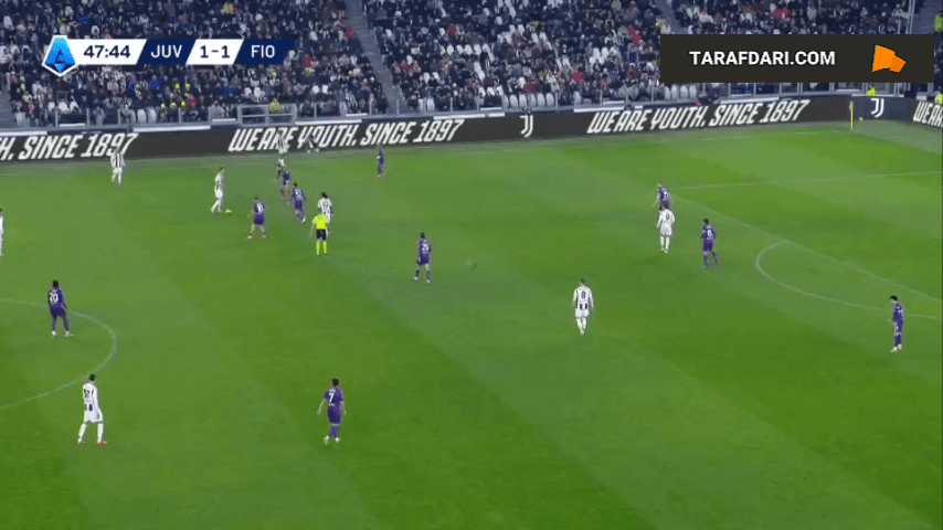 گل دوم کفرن تورام به فیورنتینا (یوونتوس 2-1 فیورنتینا)