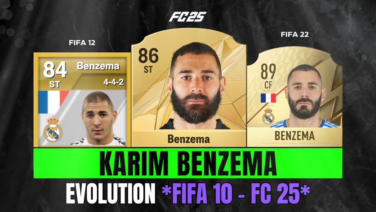 مقایسه ریتینگ کریم بنزما از FIFA 10 تا FC 25