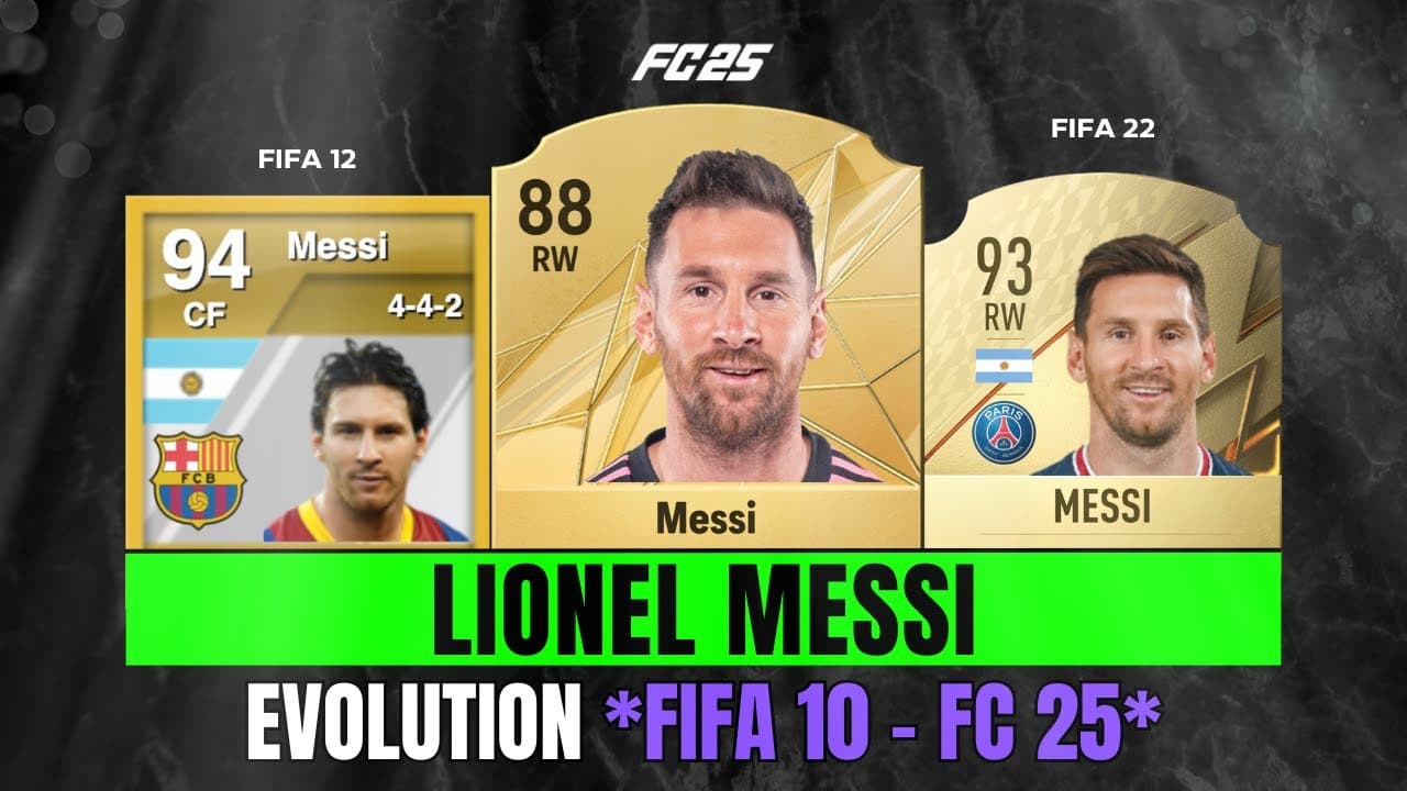 مقایسه ریتینگ لیونل مسی از FIFA 10 تا FC 25