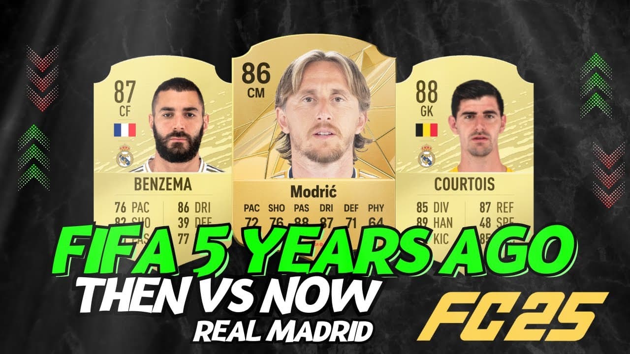 مقایسه ریتینگ بازیکنان رئال مادرید ورژن FIFA 20 با وضعیت فعلی آن‌ها در FC 25