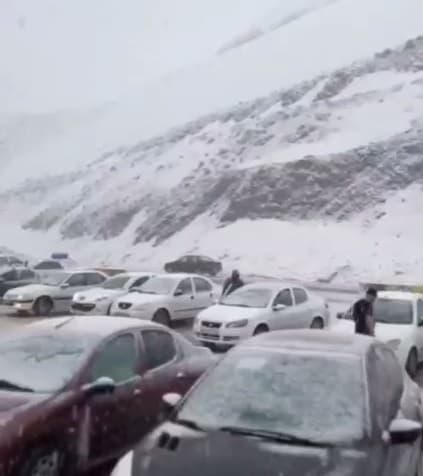 برف سنگین در جاده چالوس