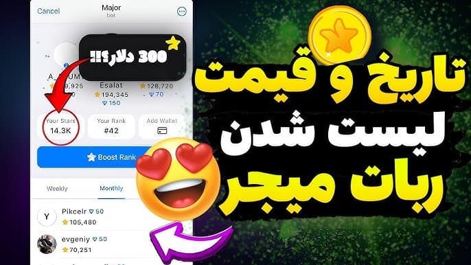 زمان لیست شدن میجر Major: ایردراپ رایگان تلگرام