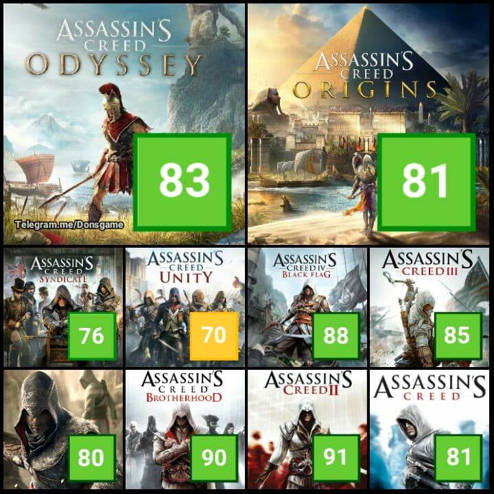 بهترین های سری Assassins creed  ( بر اساس نمره metacritic)