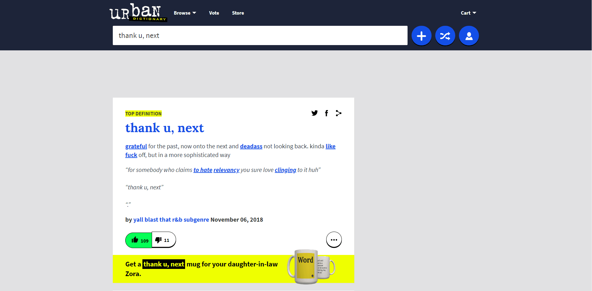 ورود اصطلاح "thank u, next" به Urban Dictionary