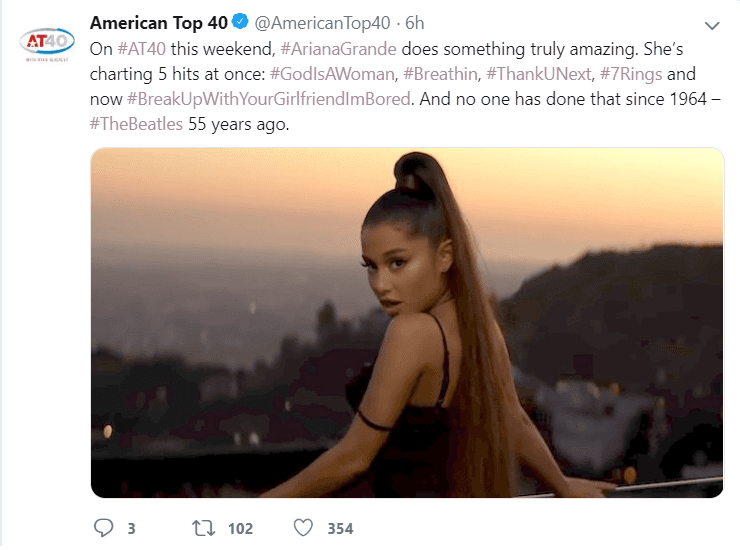 شکستن رکورد تاریخی 55 ساله در AT40 بر اساس توییت اکانت رسمی American Top 40