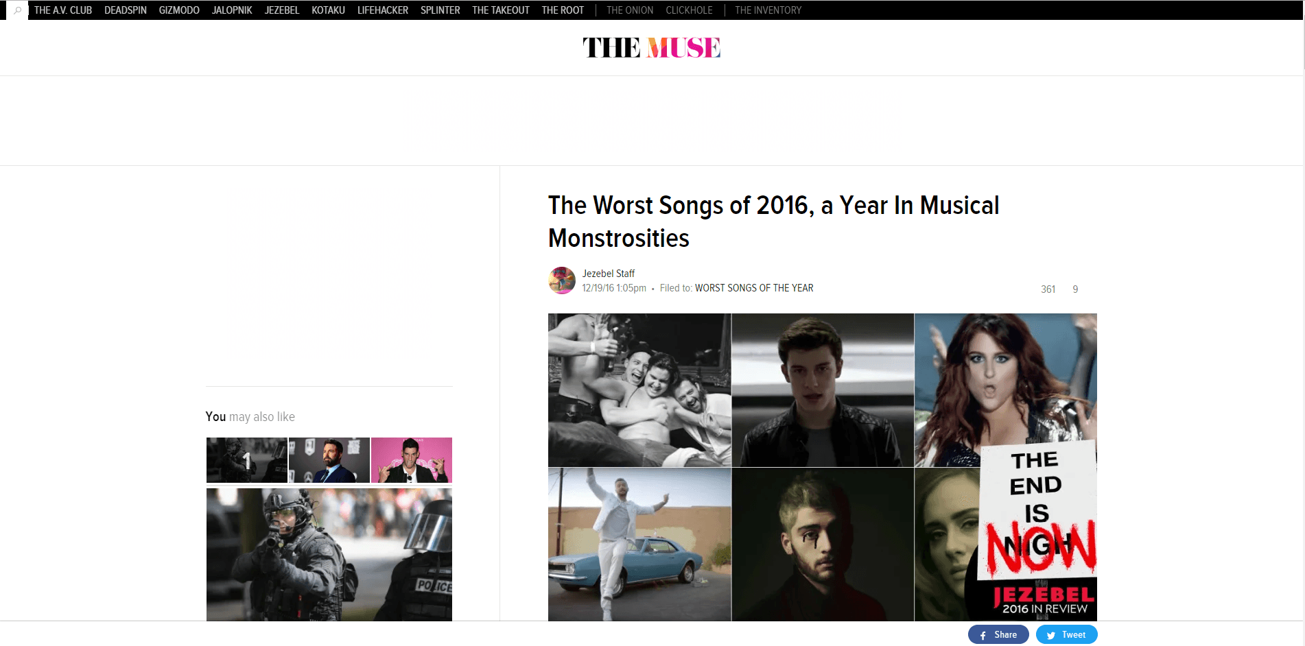 بدترین آهنگ های سال 2016 به انتخاب The Muse
