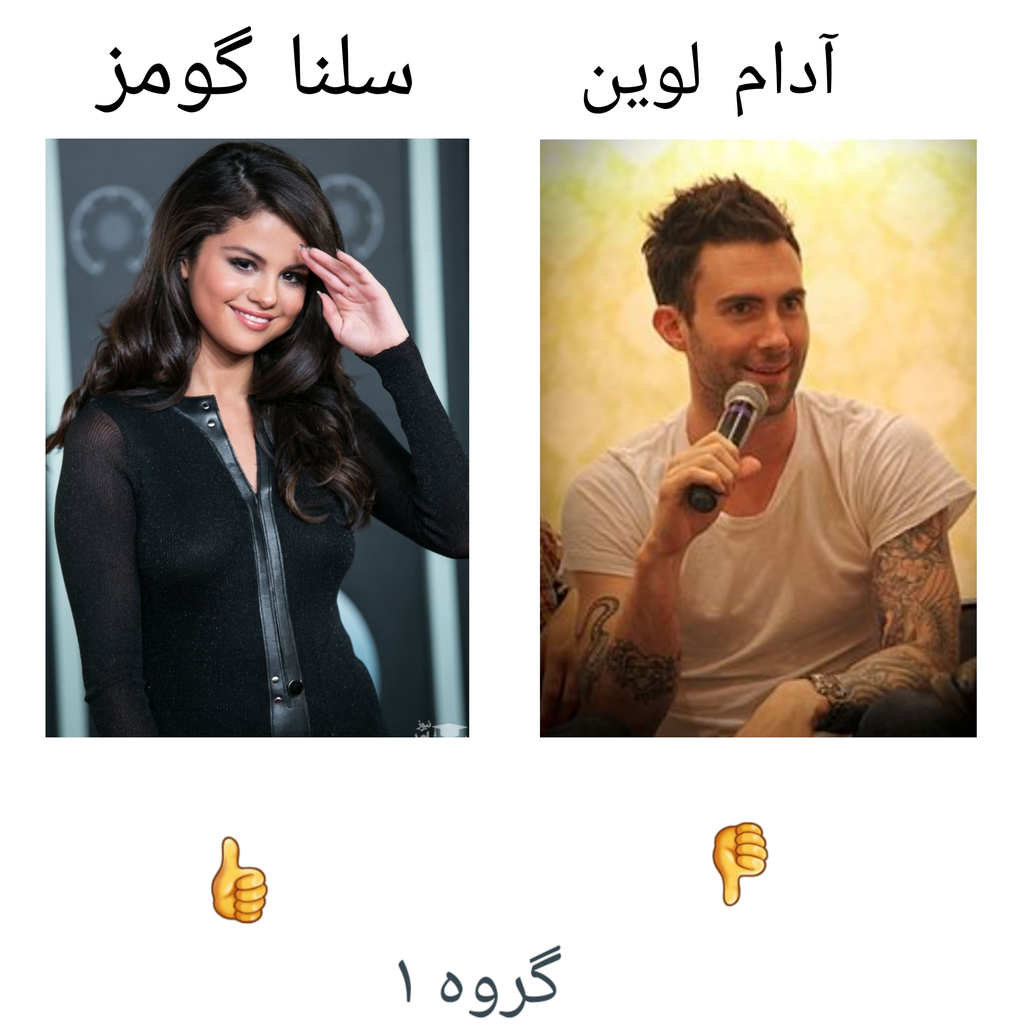 مسابقه ی گروه ۱ محبوب ترین خواننده ی خارجی سلنا گومز vs آدام لوین 