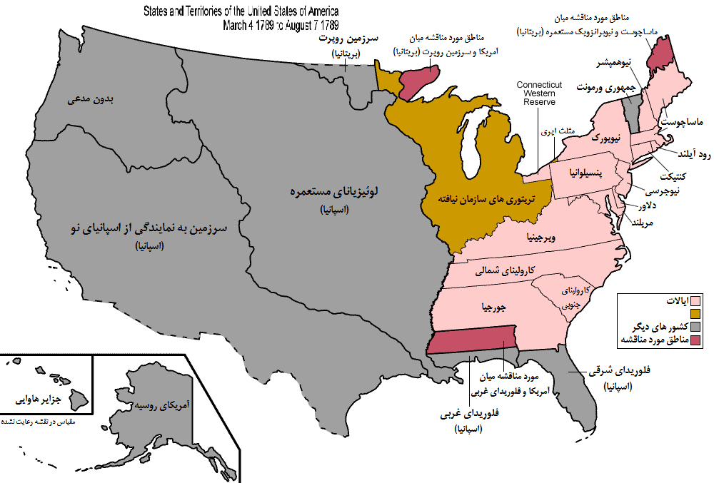 نقشه آمریکا در سال 1789