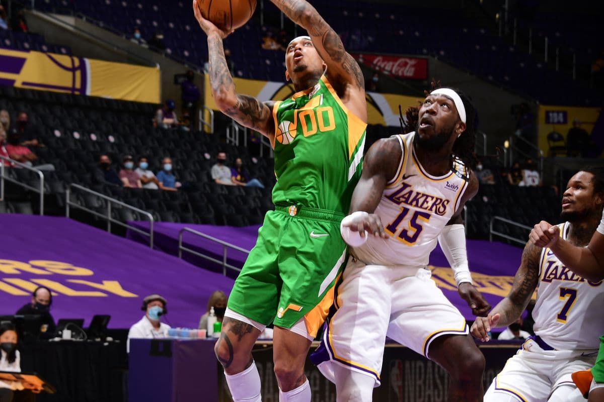 خلاصه بازی لس آنجلس لیکرز 127-115 یوتا جز (فصل 2020/21 لیگ NBA)