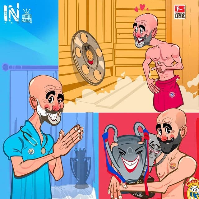 ?‌‌?‌‌کاریکاتور حمید سحری: پپ گواردیولا و جام ها!!!
