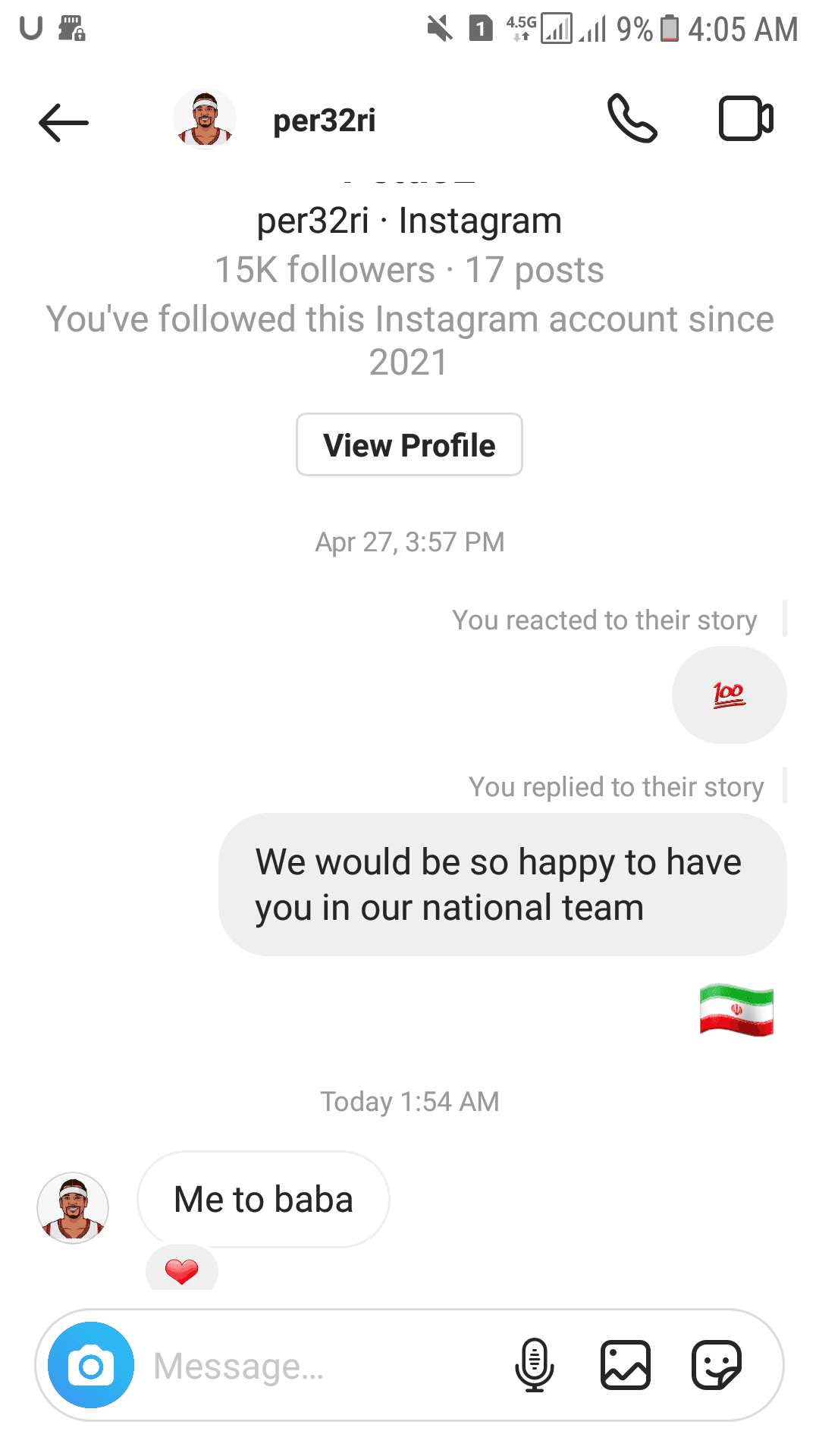 ?️??برای پری پتی (بسکتبالیست آمریکایی) دایرکت فرستادم امروز جوابم رو داد ... شاهین طبع خیلی خری که دعوتش نمیکنی ??