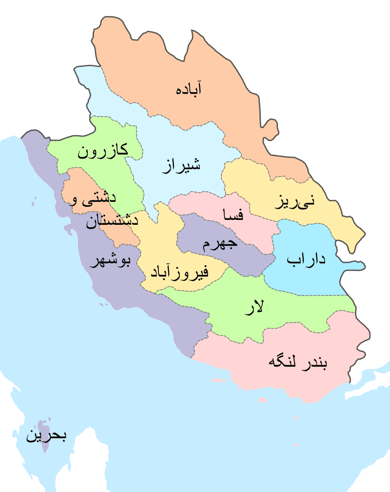 نقشه استان فارس در سال 1335